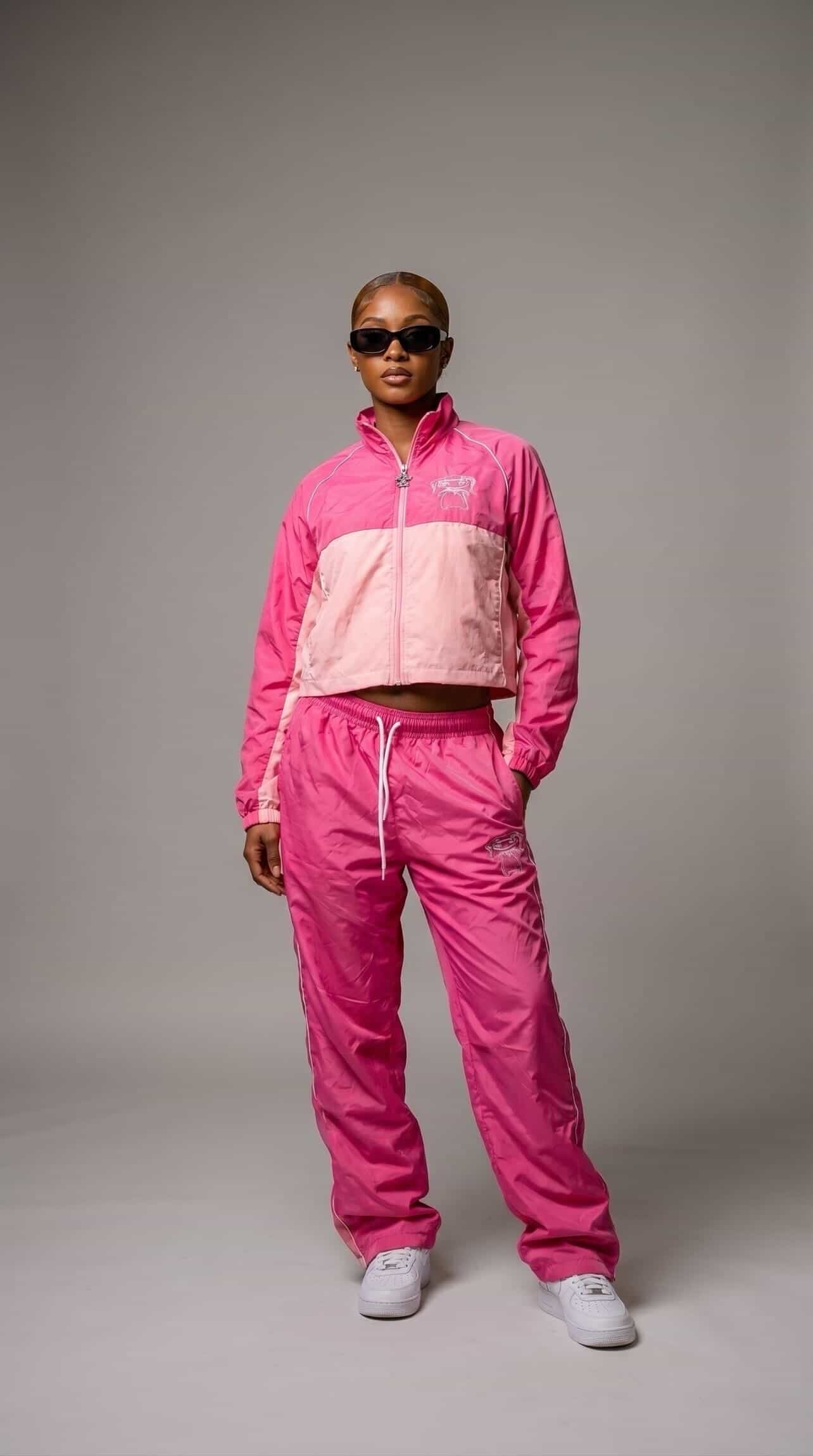 Pink and Grey crop tracksuit