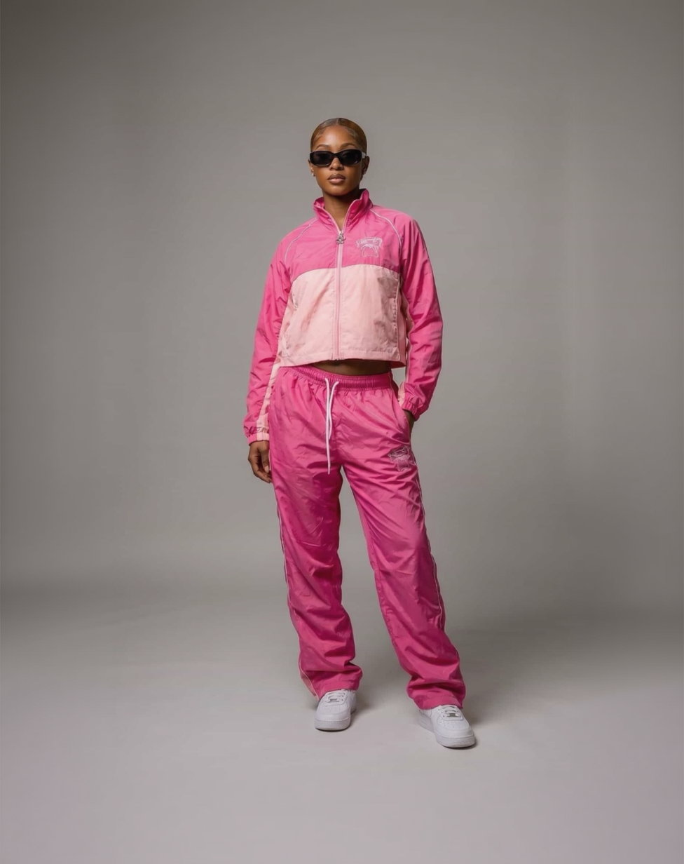 Pink and Grey crop tracksuit